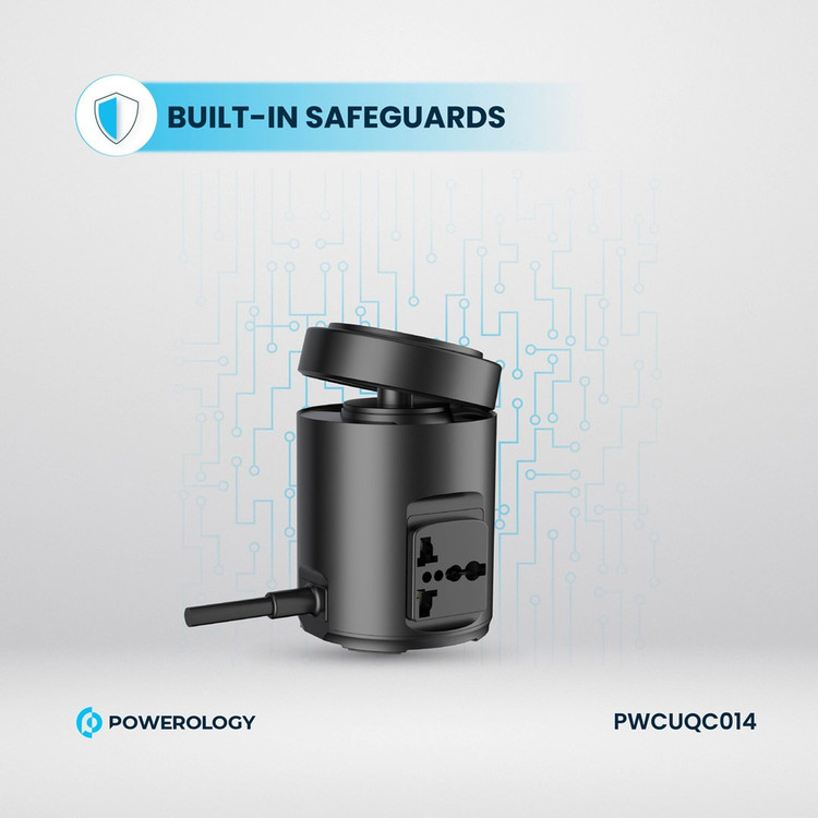 هاب برق و شارژ Powerology MagSafe Power Hub با شارژ بیسیم 15W، USB-C PD 65W و USB-A QC 3.0