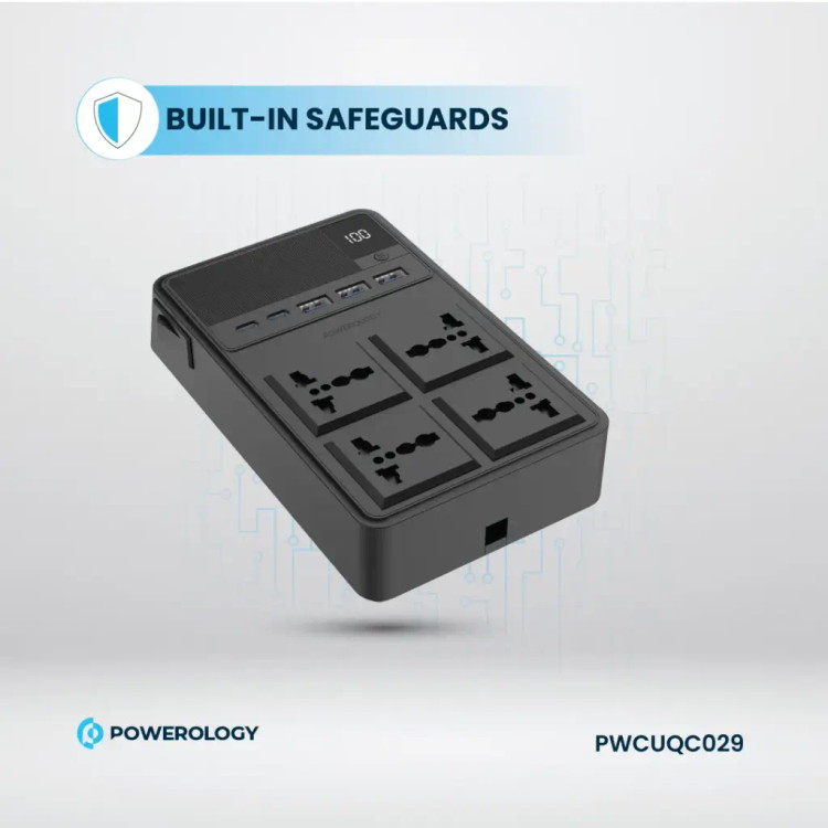 چندراهی و محافظ برق 2500W پاورولوژی مدل POWEROLOGY 4 AC POWER STRIP PWC029