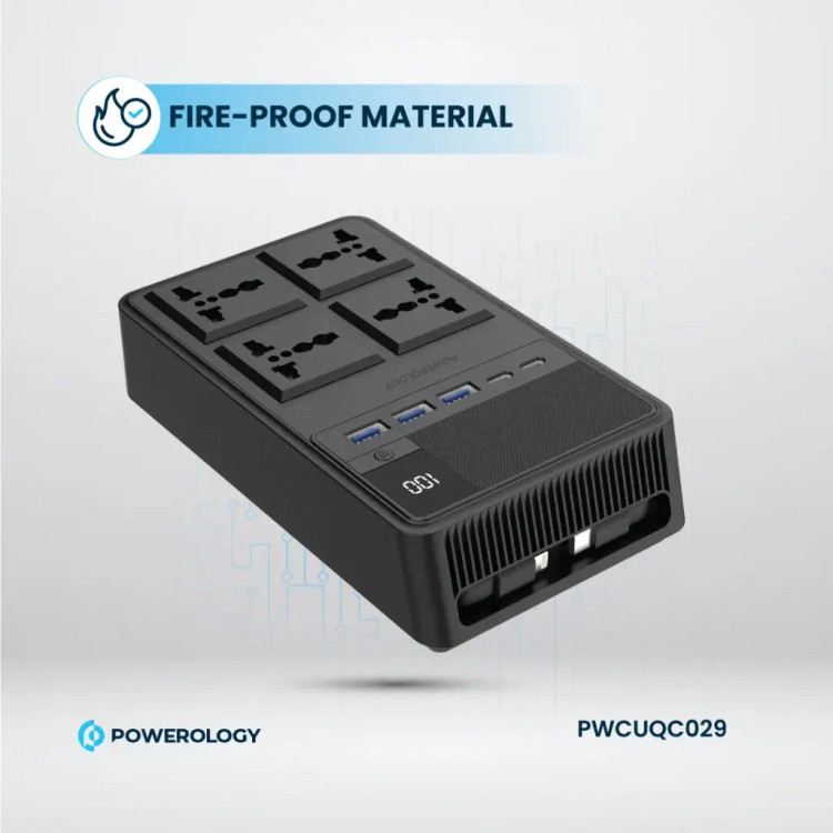 چندراهی و محافظ برق 2500W پاورولوژی مدل POWEROLOGY 4 AC POWER STRIP PWC029