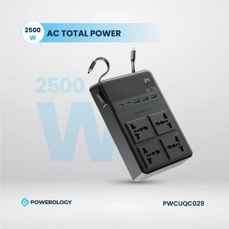 چندراهی و محافظ برق 2500W پاورولوژی مدل POWEROLOGY 4 AC POWER STRIP PWC029