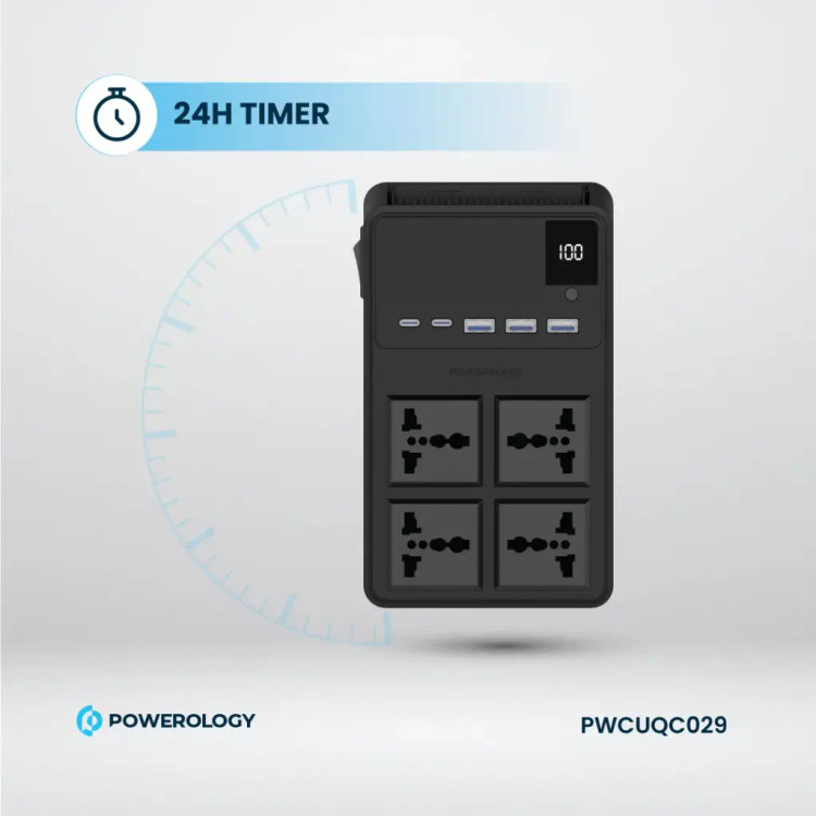چندراهی و محافظ برق 2500W پاورولوژی مدل POWEROLOGY 4 AC POWER STRIP PWC029