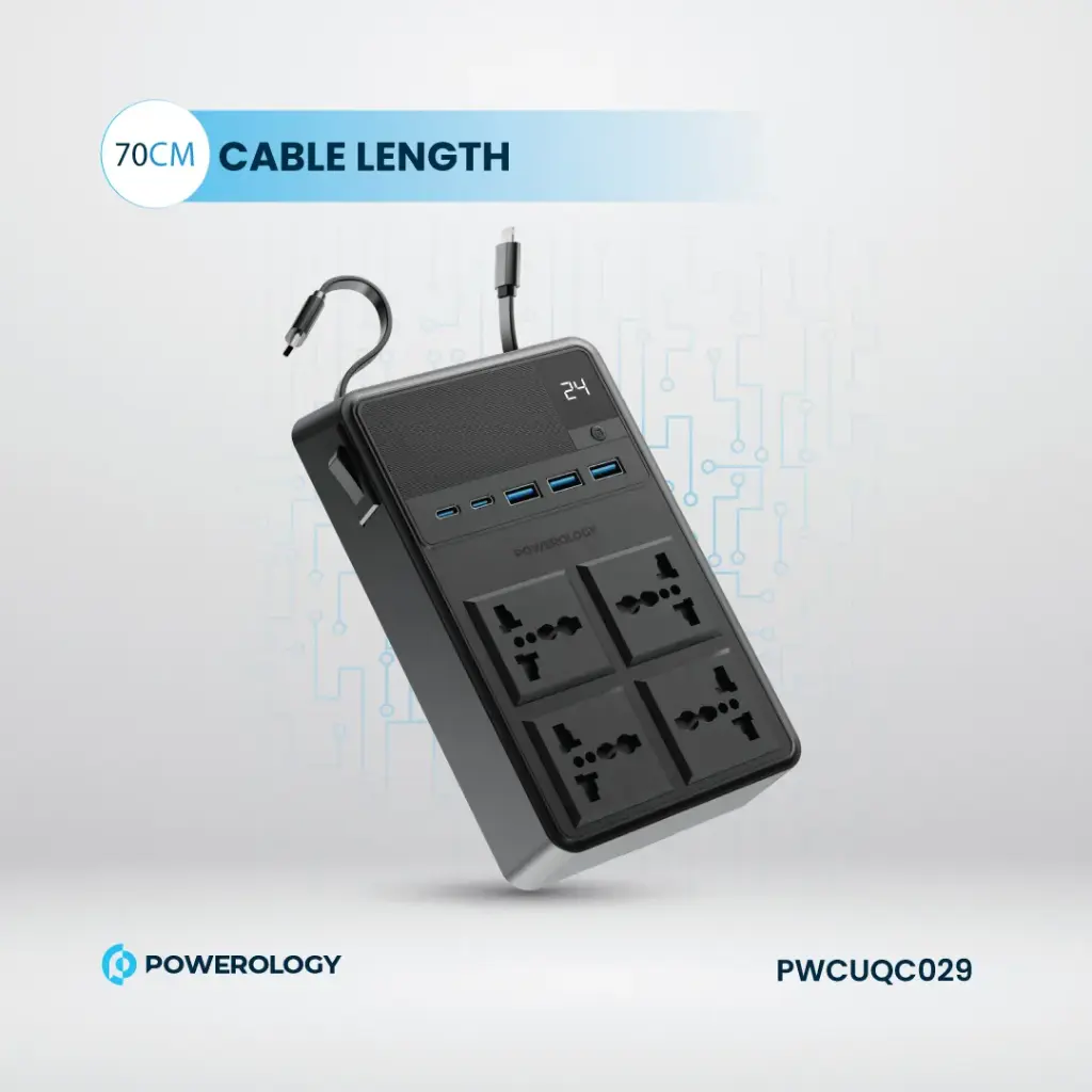 چندراهی و محافظ برق 2500W پاورولوژی مدل POWEROLOGY 4 AC POWER STRIP PWC029