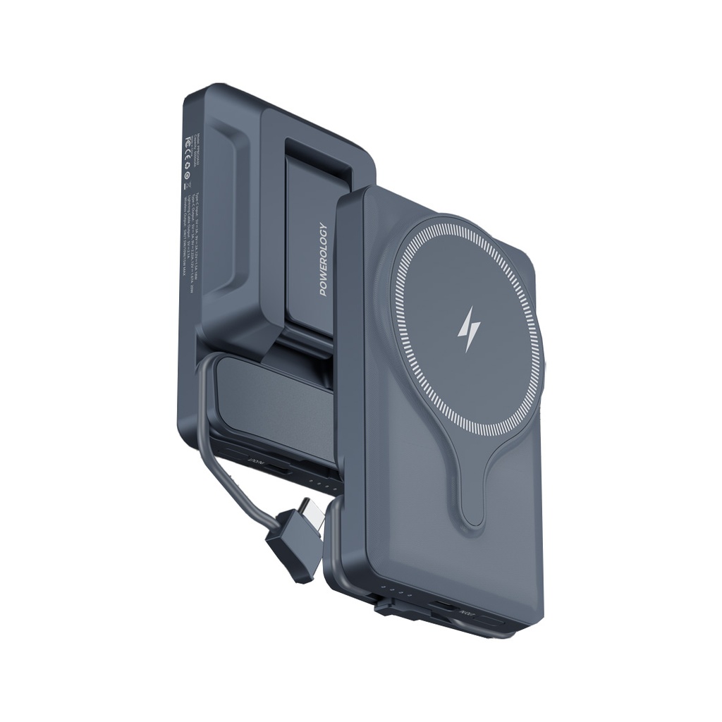 هولدر + شارژر وایرلس + Powerology 15W Square Magnetic Wireless Fast Charging Pad with Airvent Suction Mount and Car Charger