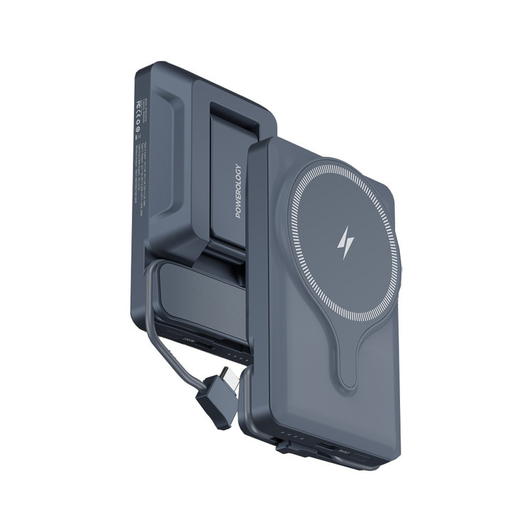 هولدر + شارژر وایرلس + Powerology 15W Square Magnetic Wireless Fast Charging Pad with Airvent Suction Mount and Car Charger