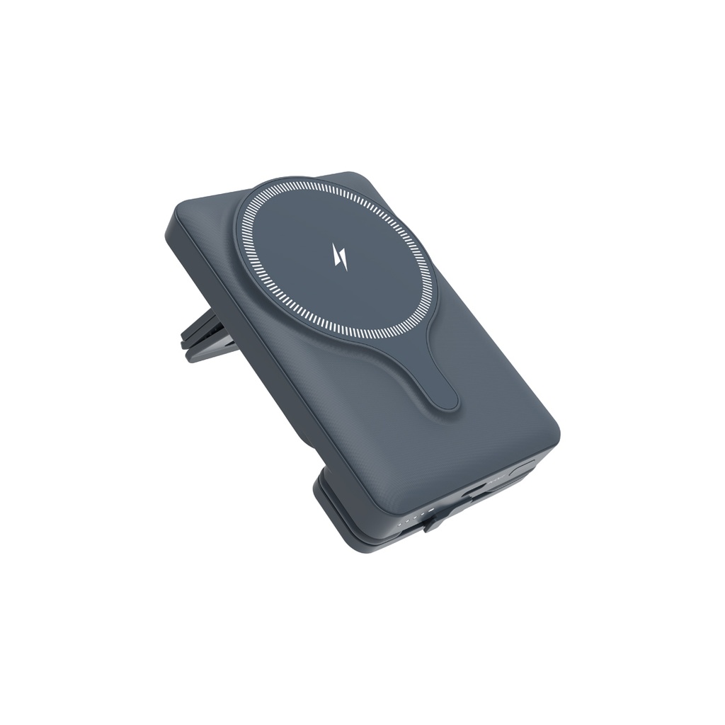 هولدر + شارژر وایرلس + Powerology 15W Square Magnetic Wireless Fast Charging Pad with Airvent Suction Mount and Car Charger