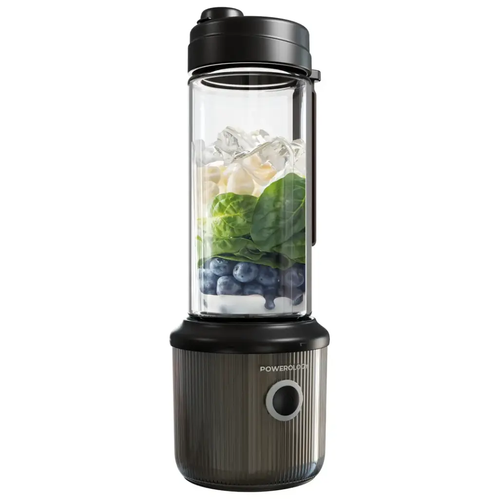 شیکر شارژی ۱۲۶ واتی پاورلوژی Powerology Portable Blender 450ml 2500mAh 6 Blades 126W - BLACK