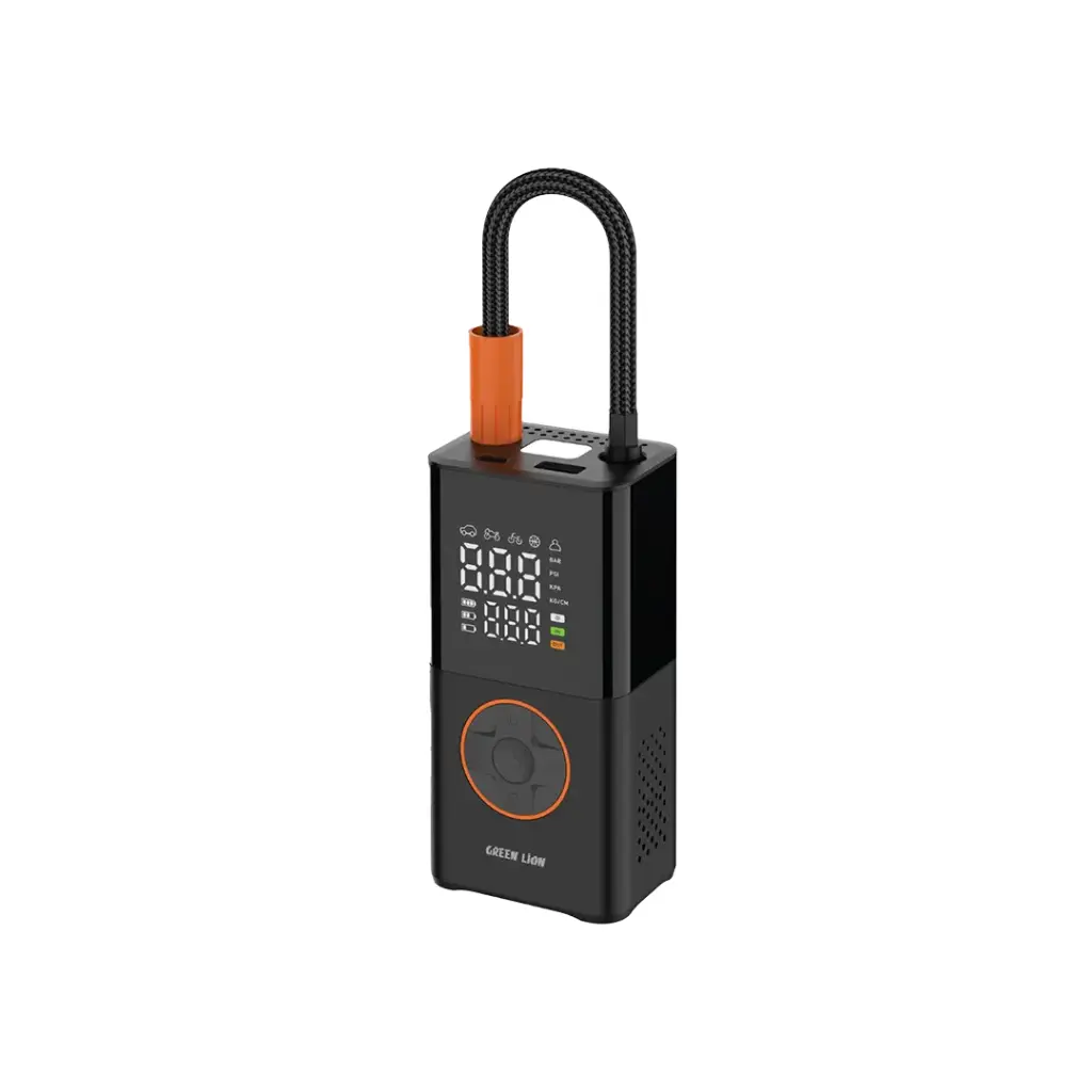 کمپرسور باد شارژی Green Lion GTI-01 با فشار 150 PSI، باتری 3600mAh، نمایشگر LCD و چراغ LED