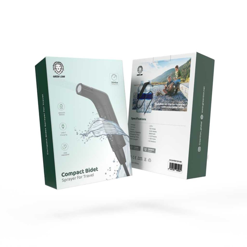 شطاف برقی قابل حمل Green Lion Compact Bidet مدل GNCMTBDTSPYBK با باتری 800mAh و USB-C