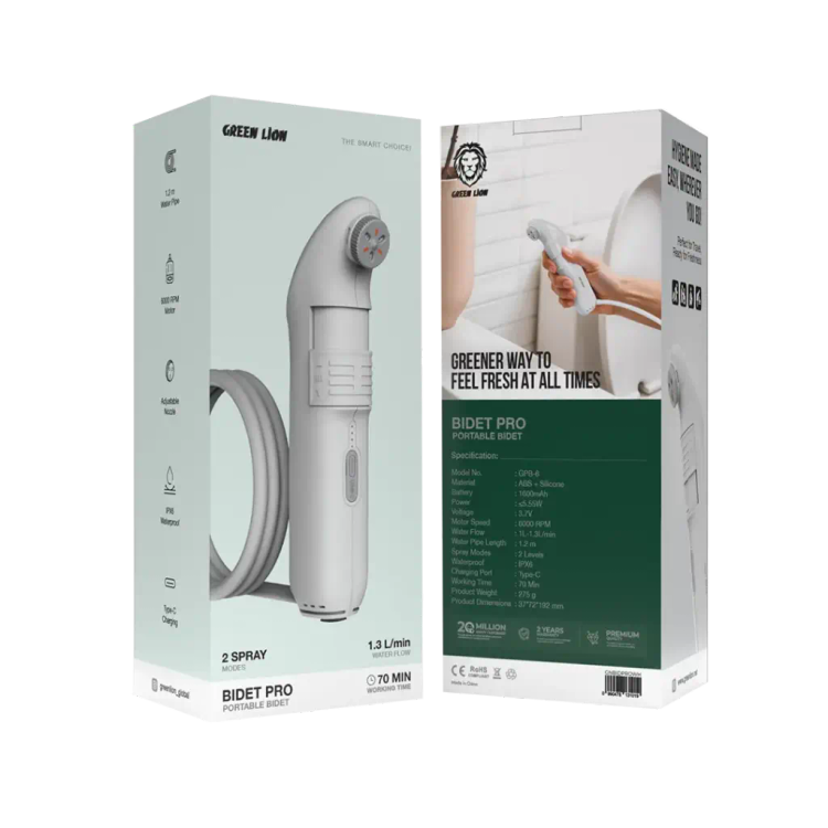 بیده و شطاف برقی قابل حمل Green Lion Bidet Pro با باتری 1600mAh و موتور 6000RPM