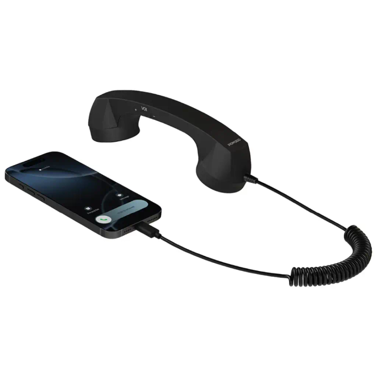 گوشی تلفن رترو Porodo Classic مدل PD569BK با اتصال USB-C و اسپیکر 38 میلیمتری