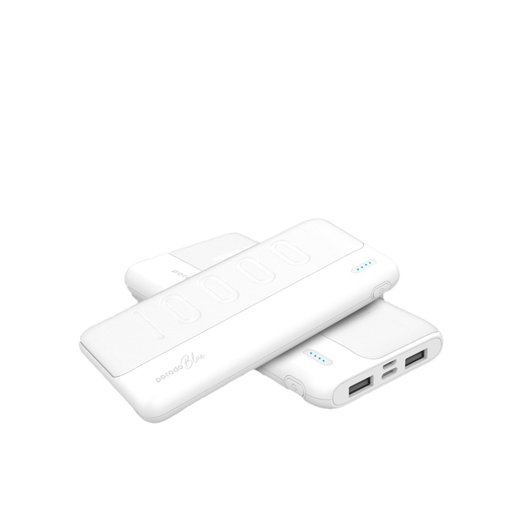 پاوربانک Porodo Blue ظرفیت 10000mAh مدل PB-PWBMCA10 با دو خروجی USB-A و طراحی Slim