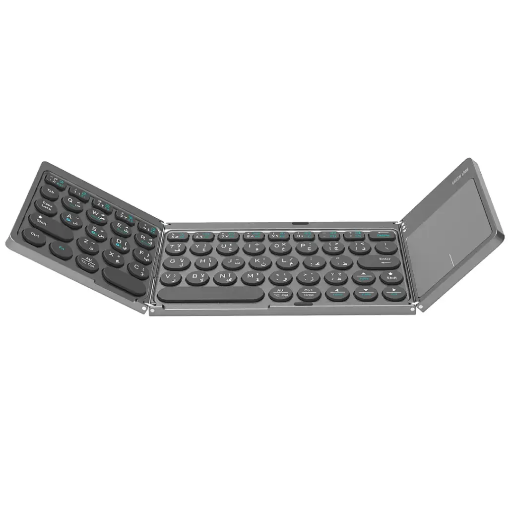 کیبورد بی‌سیم تاشو Green Lion Tri-Fold GKM-55 | بلوتوث 5.0 با تاچ‌پد و کلید Scissor-Switch