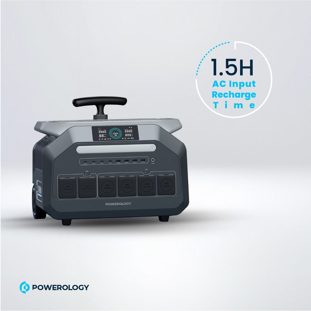 ژنراتور برق قابل حمل Powerology PPBCHA46 ظرفیت 1920Wh توان 2400W | شارژ خورشیدی